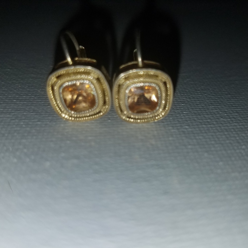 Citrine or cz earrings vermil 925 sterling silver